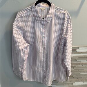 Talbots Women’s Pink and Blue Striped Shirt